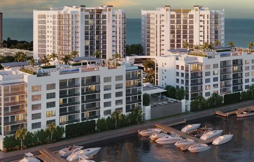 Ritz Carlton Residences Naples - Bay Residences Building and Marina Rendering 