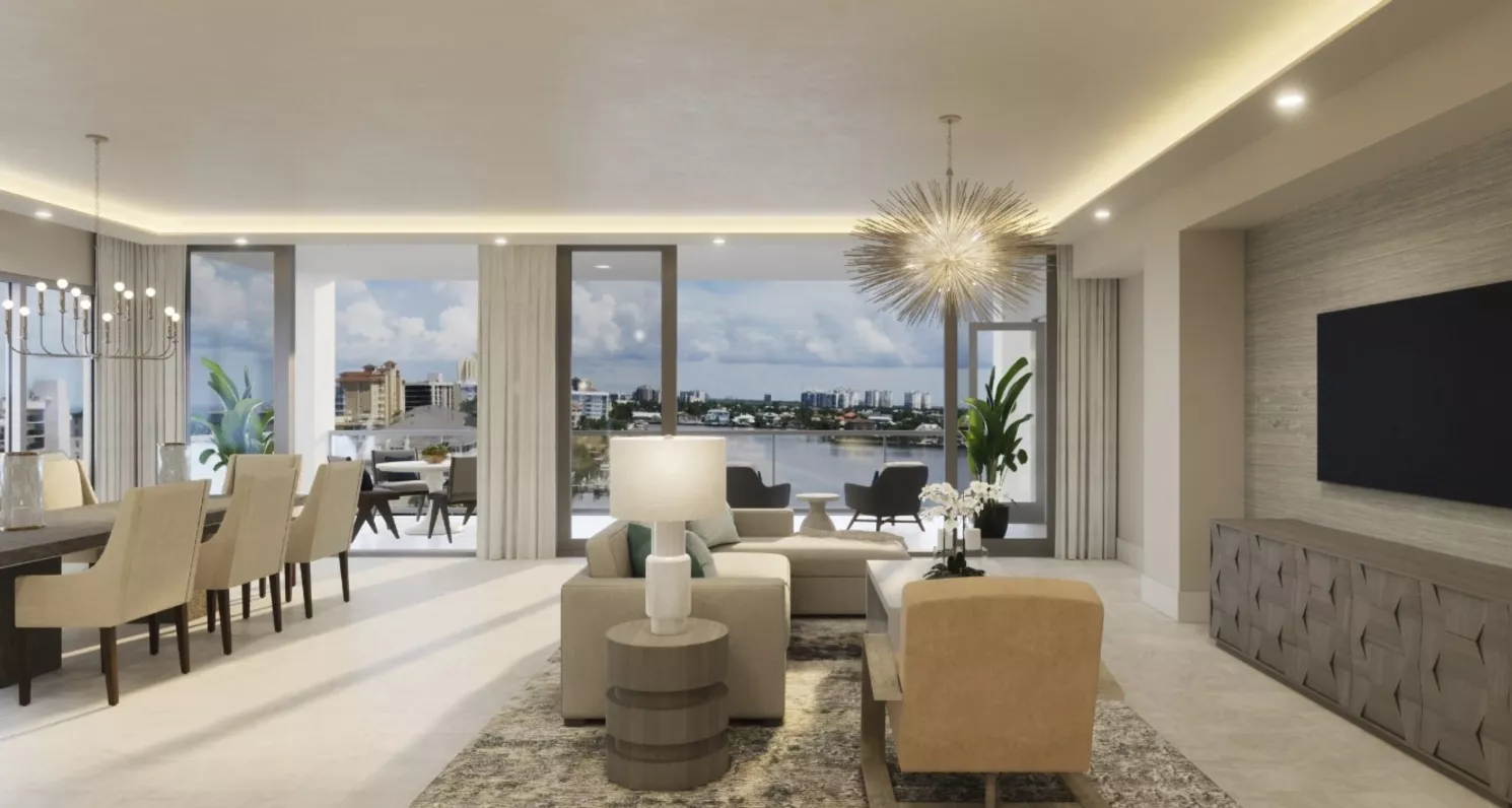 ritz carlton residences naples bay residences living room to terrace