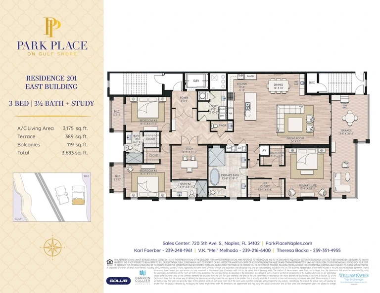 Park Place East Building Floor Plan, Naples, FL