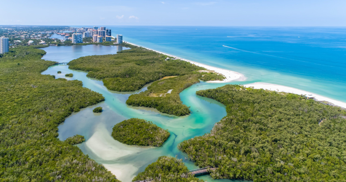 clam pass kayak pelican bay naples aerial stock photography 9 scaled