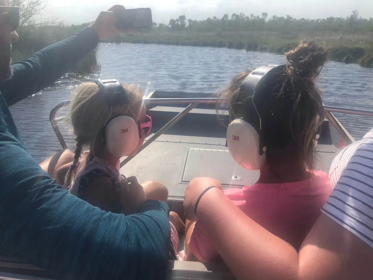 kids on everglades airboat tour, south of naples florida